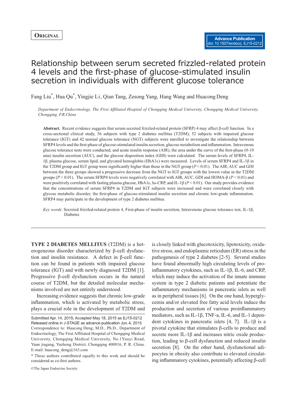 Relationship Between Serum Secreted Frizzled-Related Protein 4 Levels And