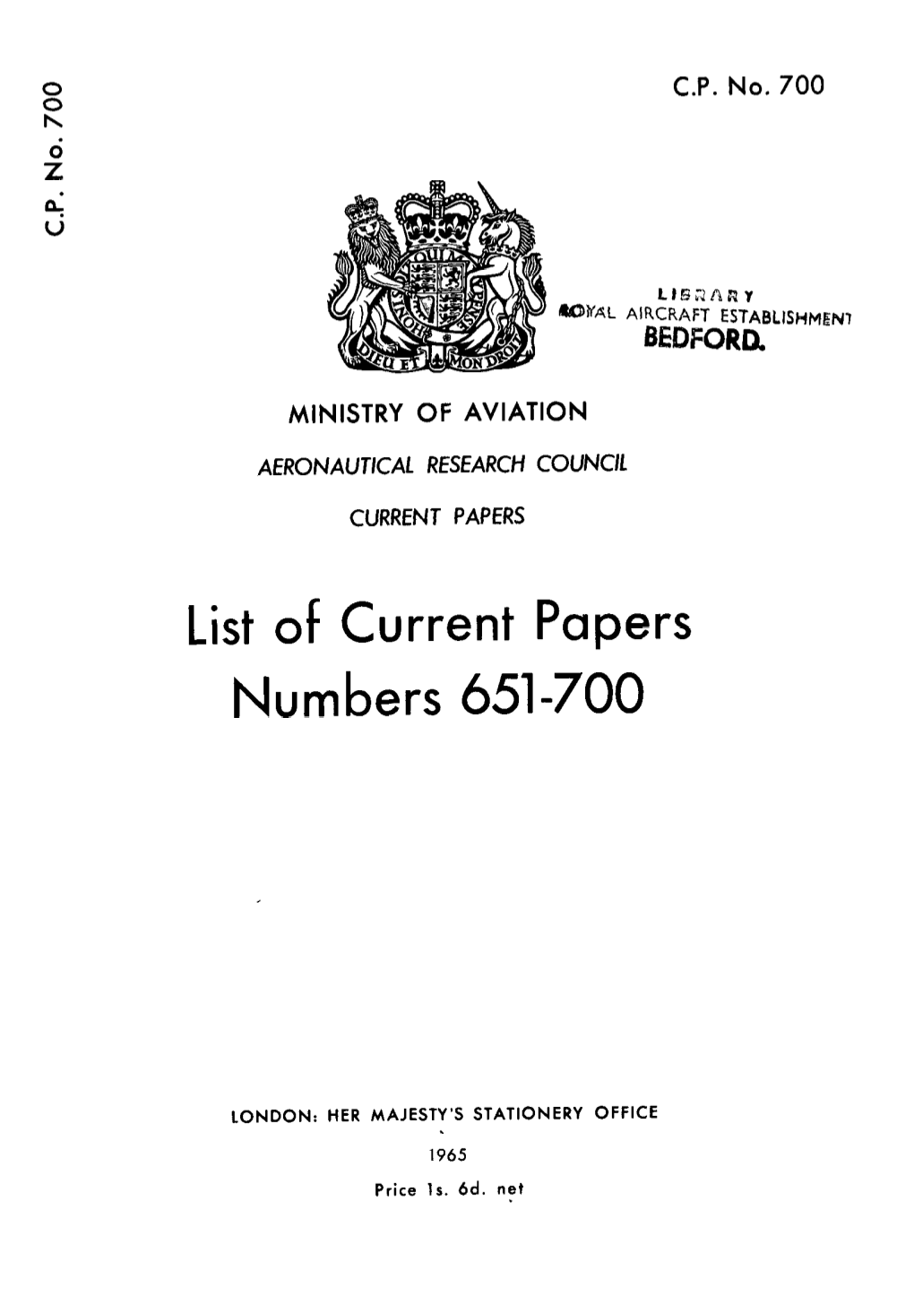 List of Current Papers Numbers 651-700