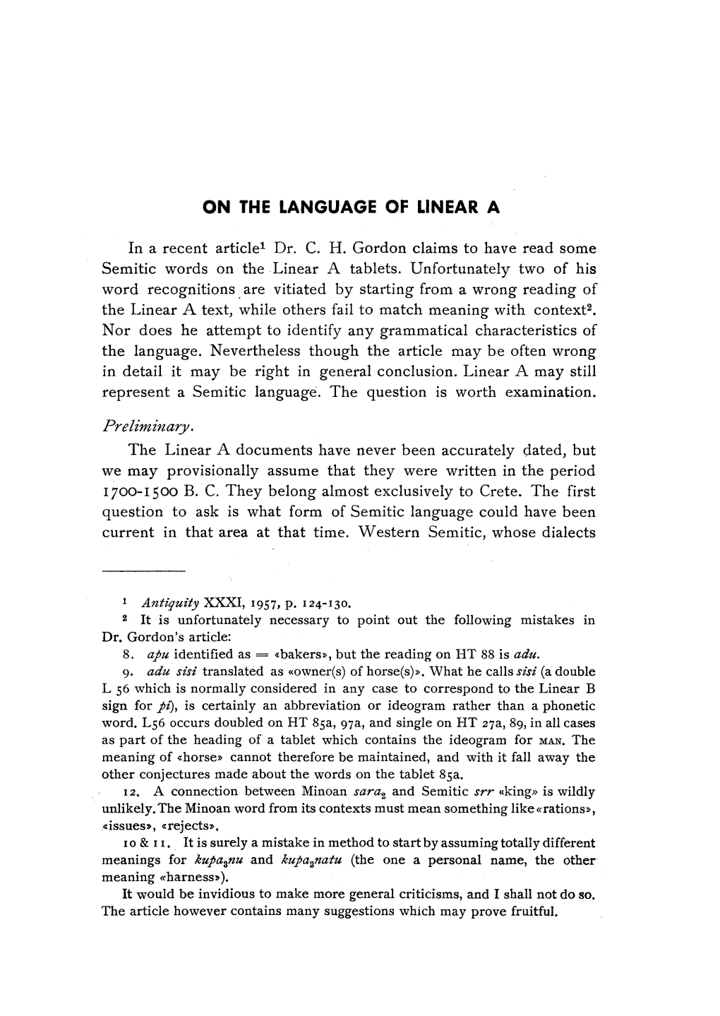 On the Language of Linear A