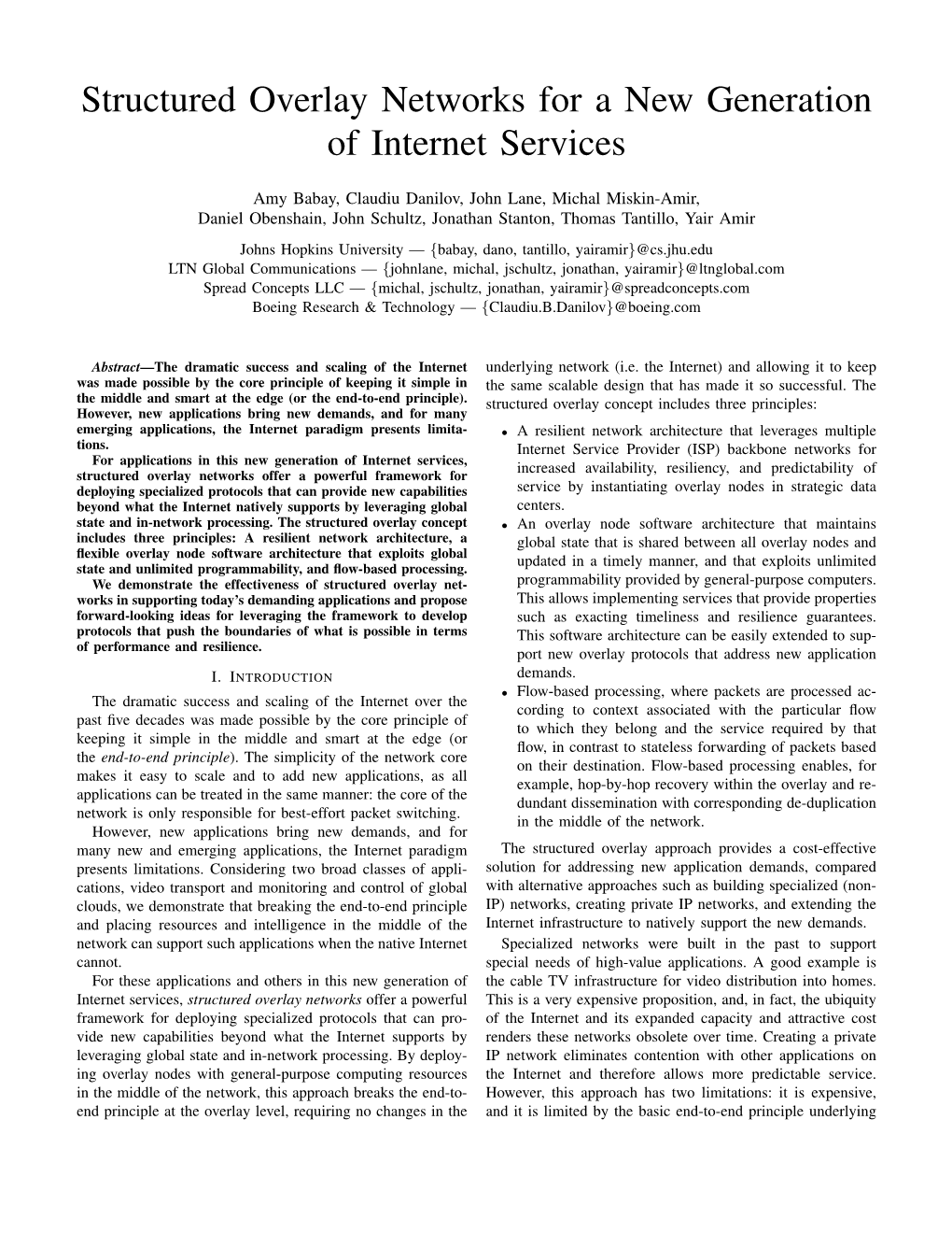 Structured Overlay Networks for a New Generation of Internet Services