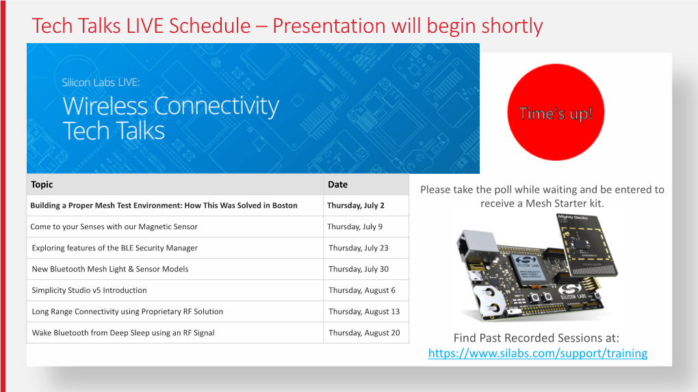 Tech Talks LIVE Schedule – Presentation Will Begin Shortly