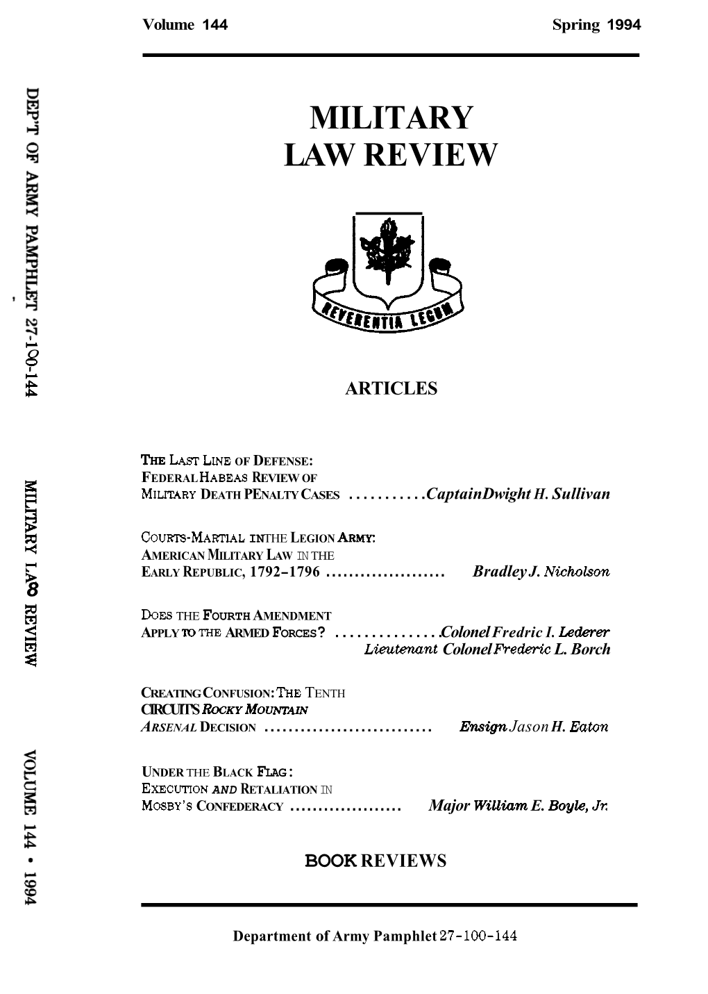 Military Law Review-Volume 144