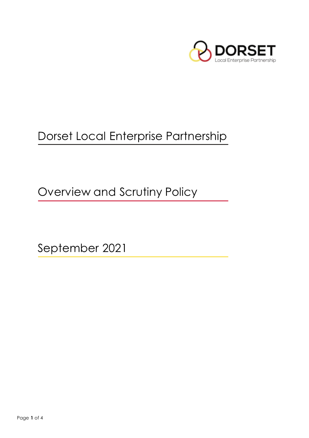 Dorset Local Enterprise Partnership Overview and Scrutiny Policy September 2021