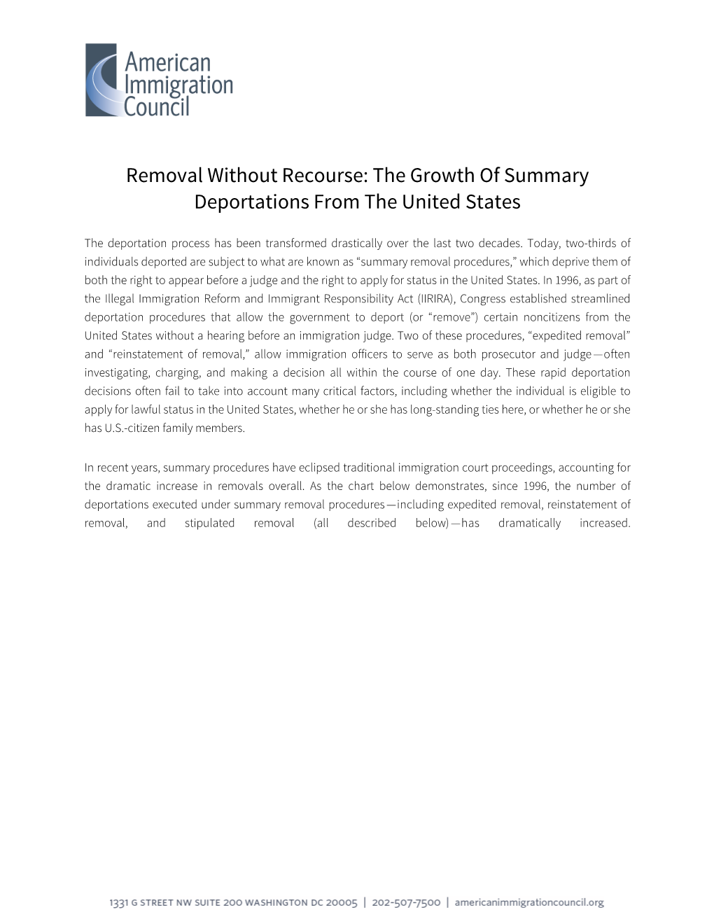 Removal Without Recourse: the Growth of Summary Deportations from the United States