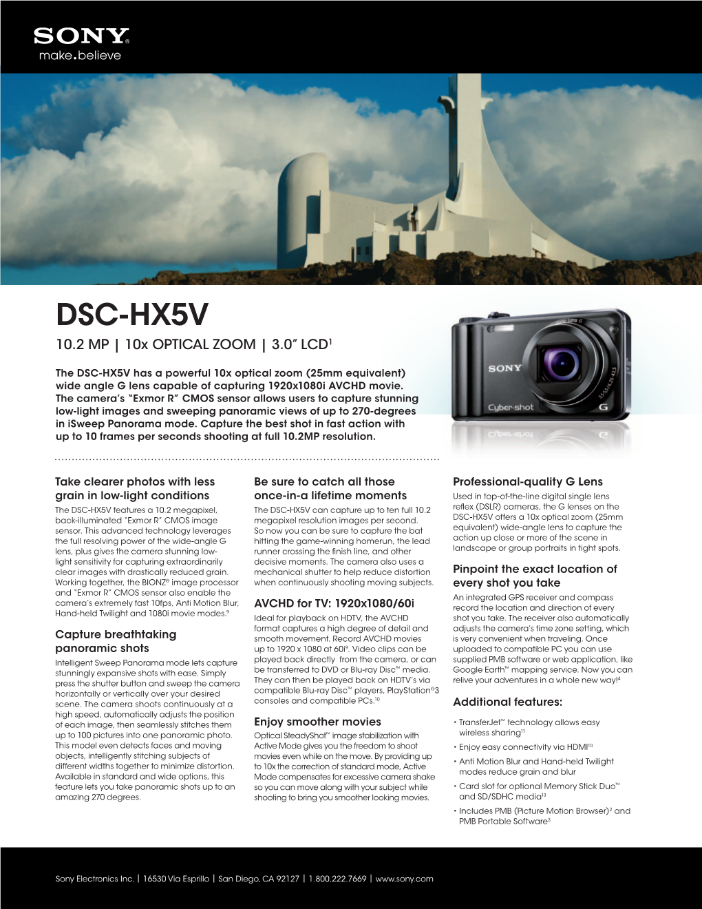 DSC-HX5V 10.2 MP | 10X OPTICAL ZOOM | 3.0” LCD1