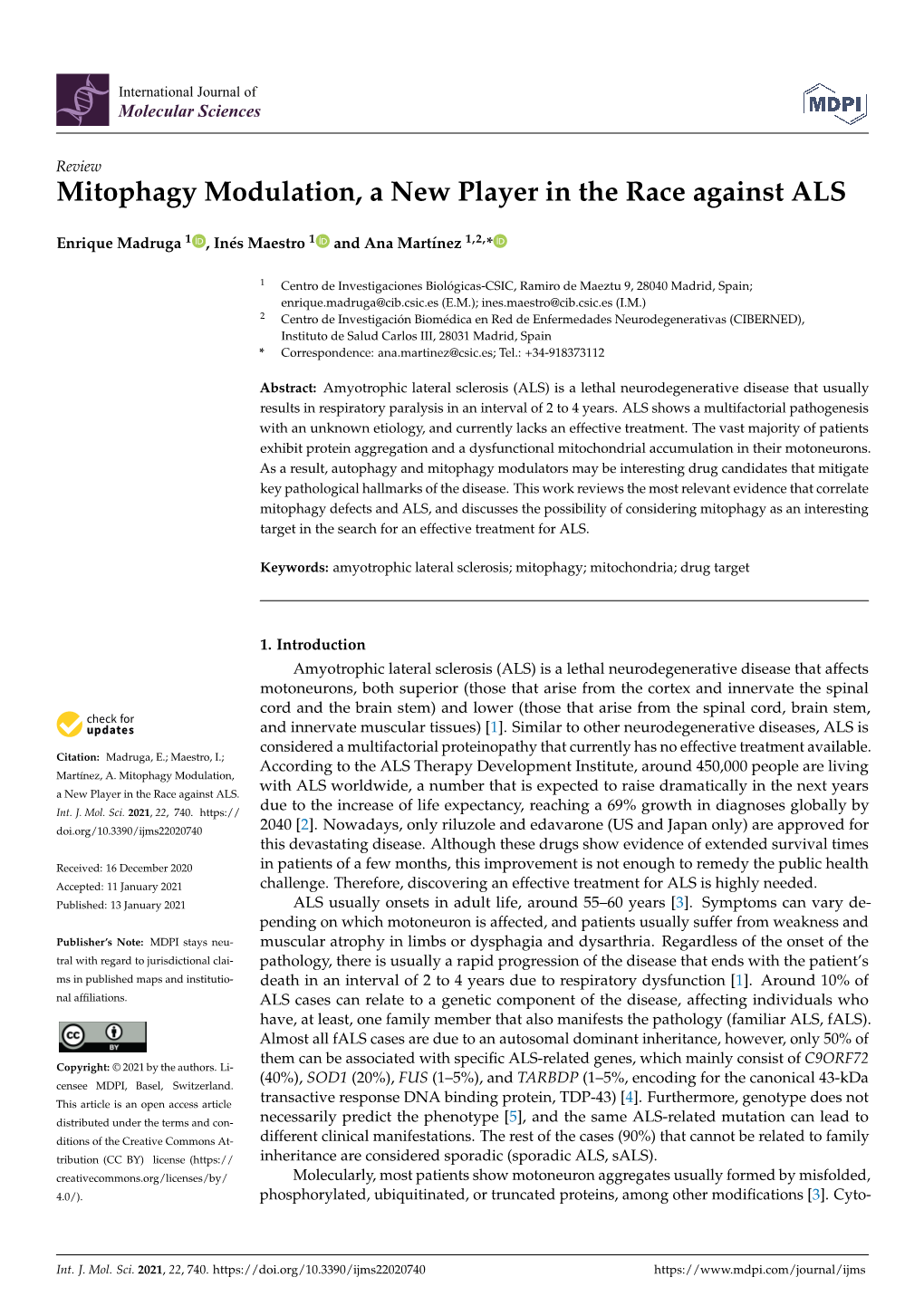 Mitophagy Modulation, a New Player in the Race Against ALS