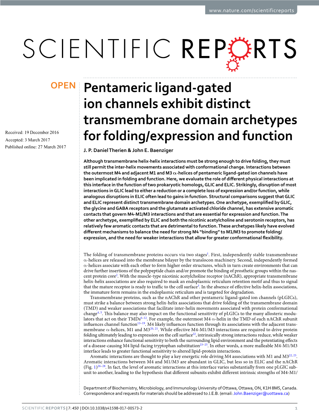 Pentameric Ligand-Gated Ion Channels Exhibit Distinct Transmembrane