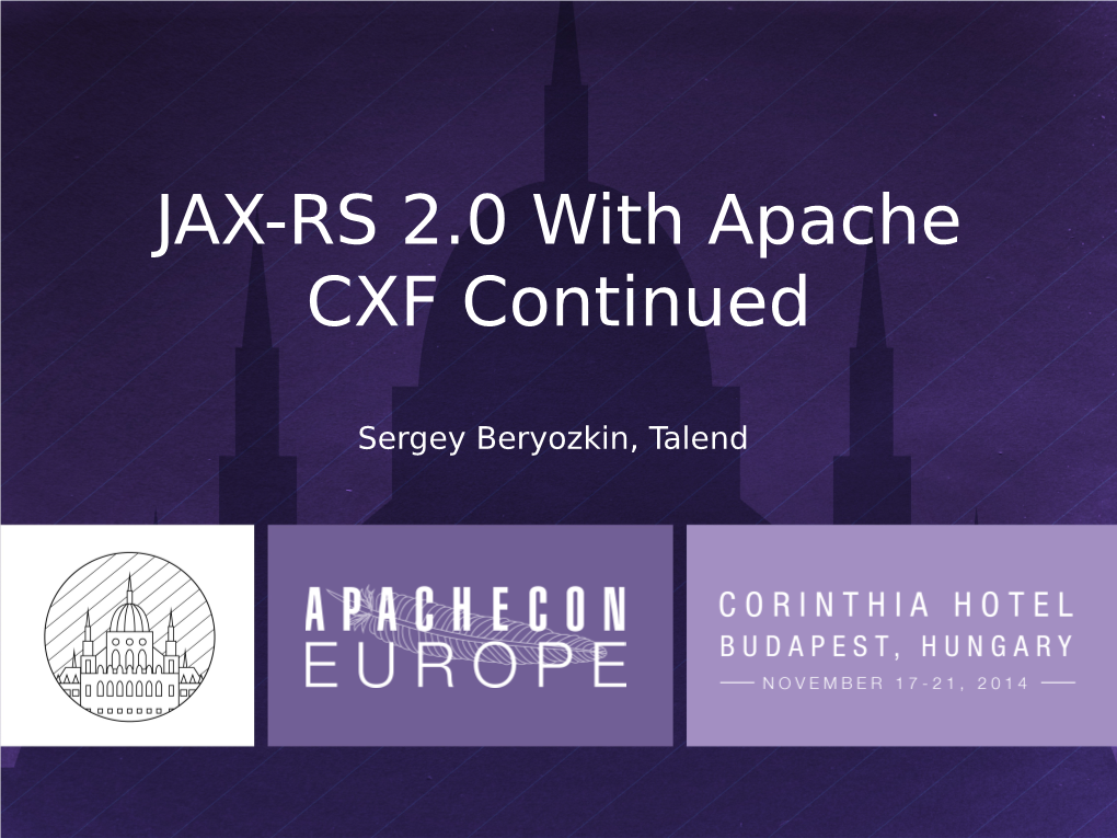 JAX-RS 2.0 with Apache CXF Continued
