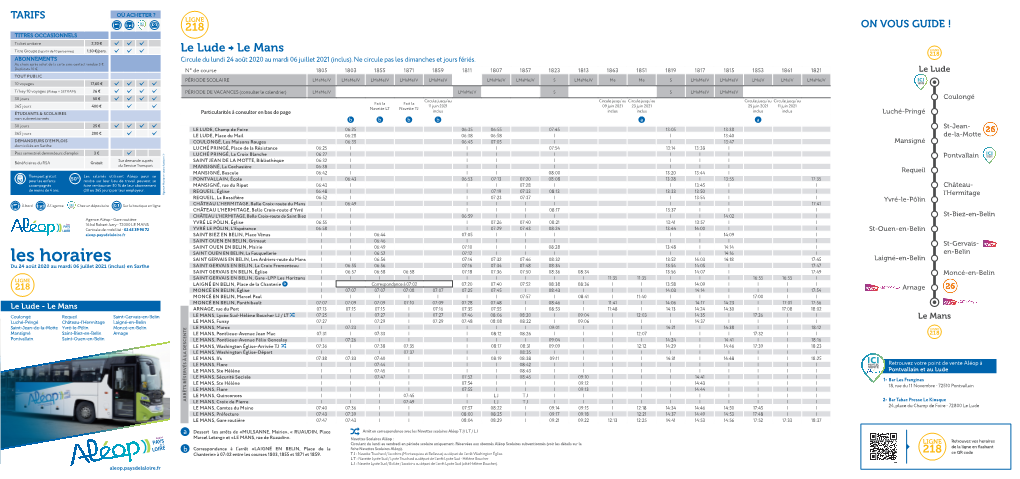 Les Horaires