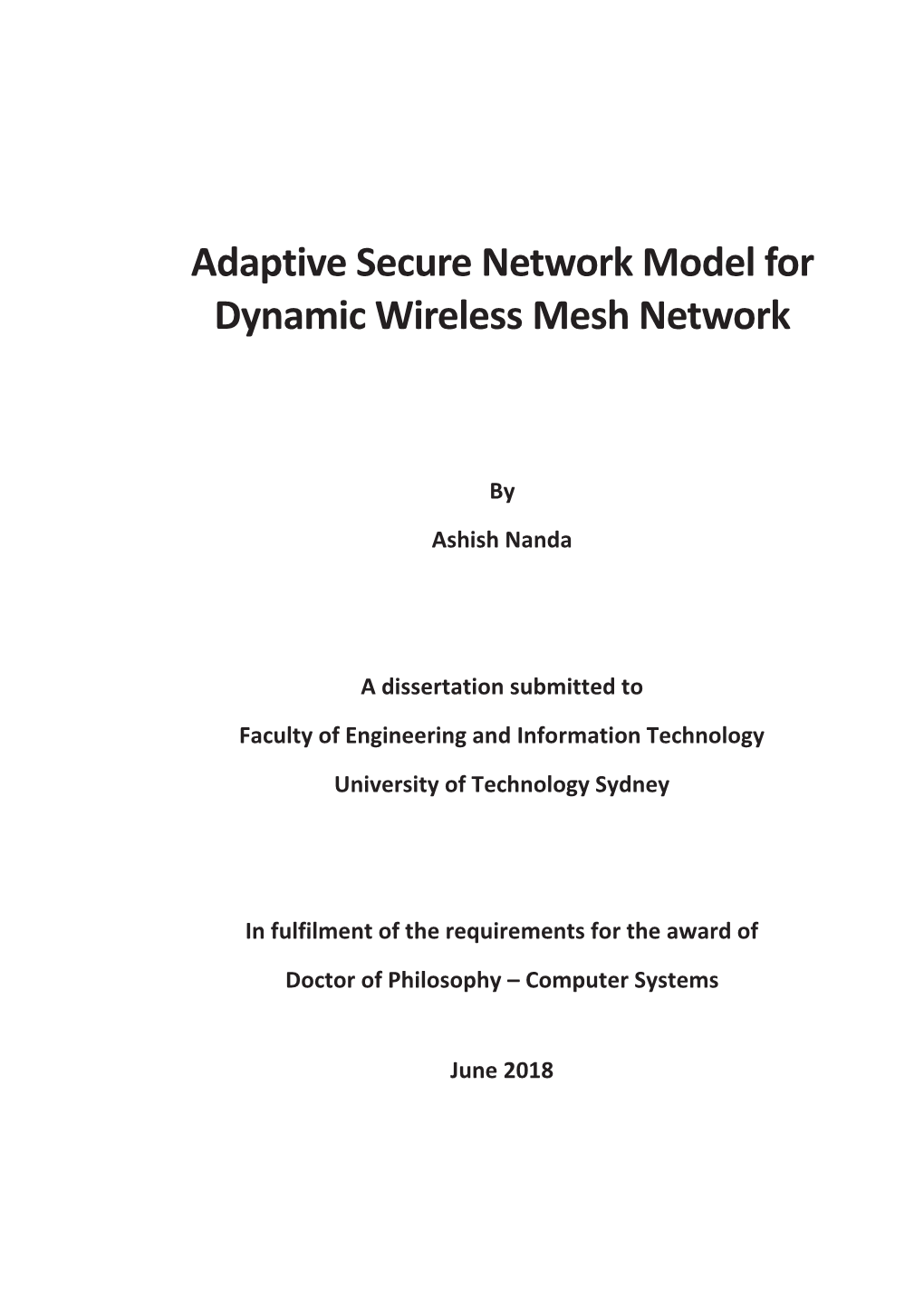 Adaptive Secure Network Model for Dynamic Wireless Mesh Network