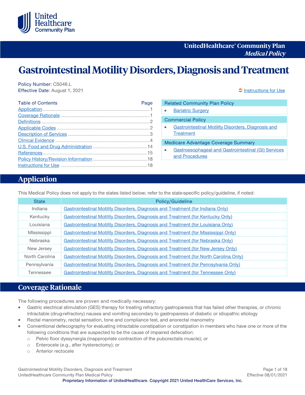 Gastrointestinal Motility Disorders, Diagnosis and Treatment