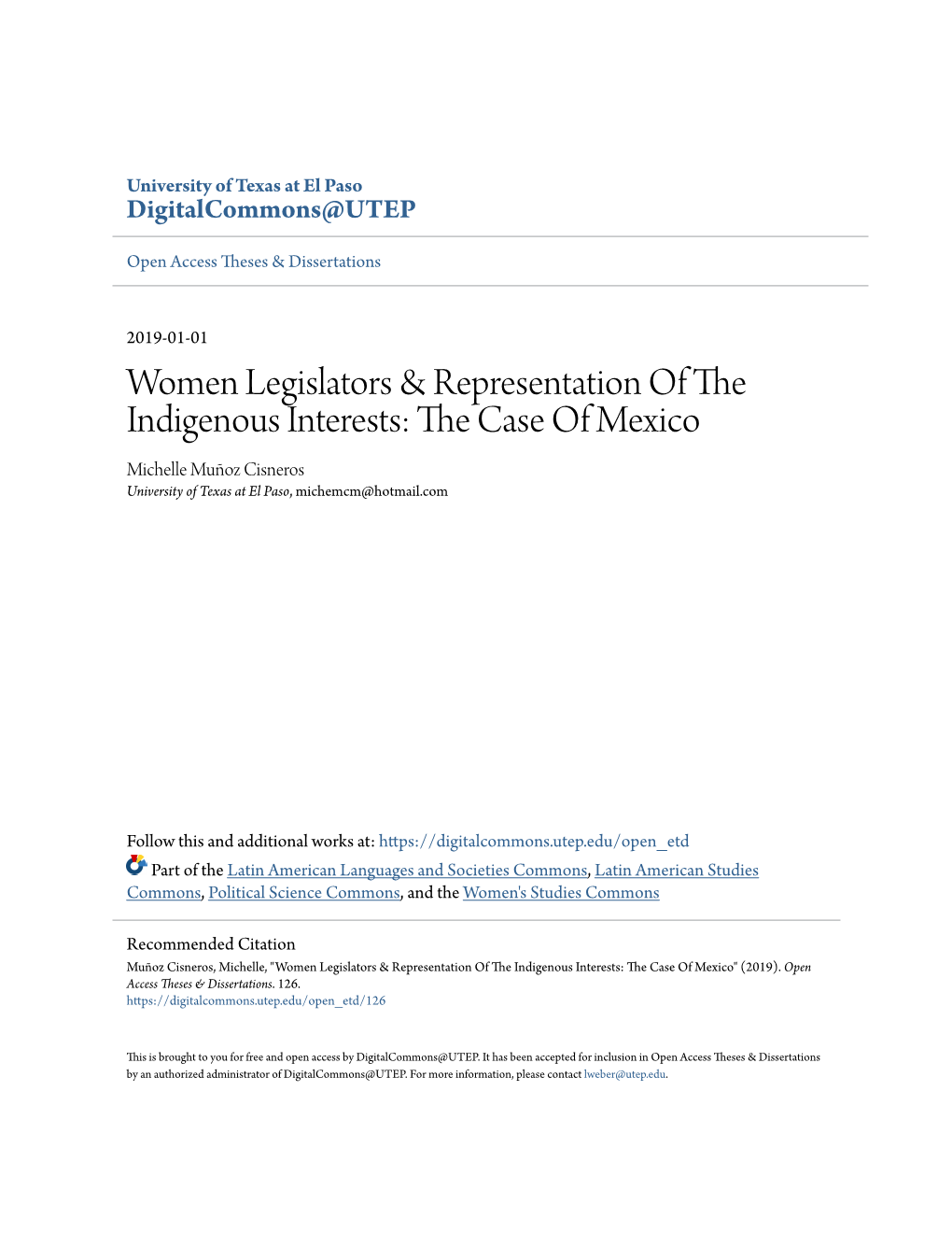 Women Legislators & Representation of the Indigenous Interests: The