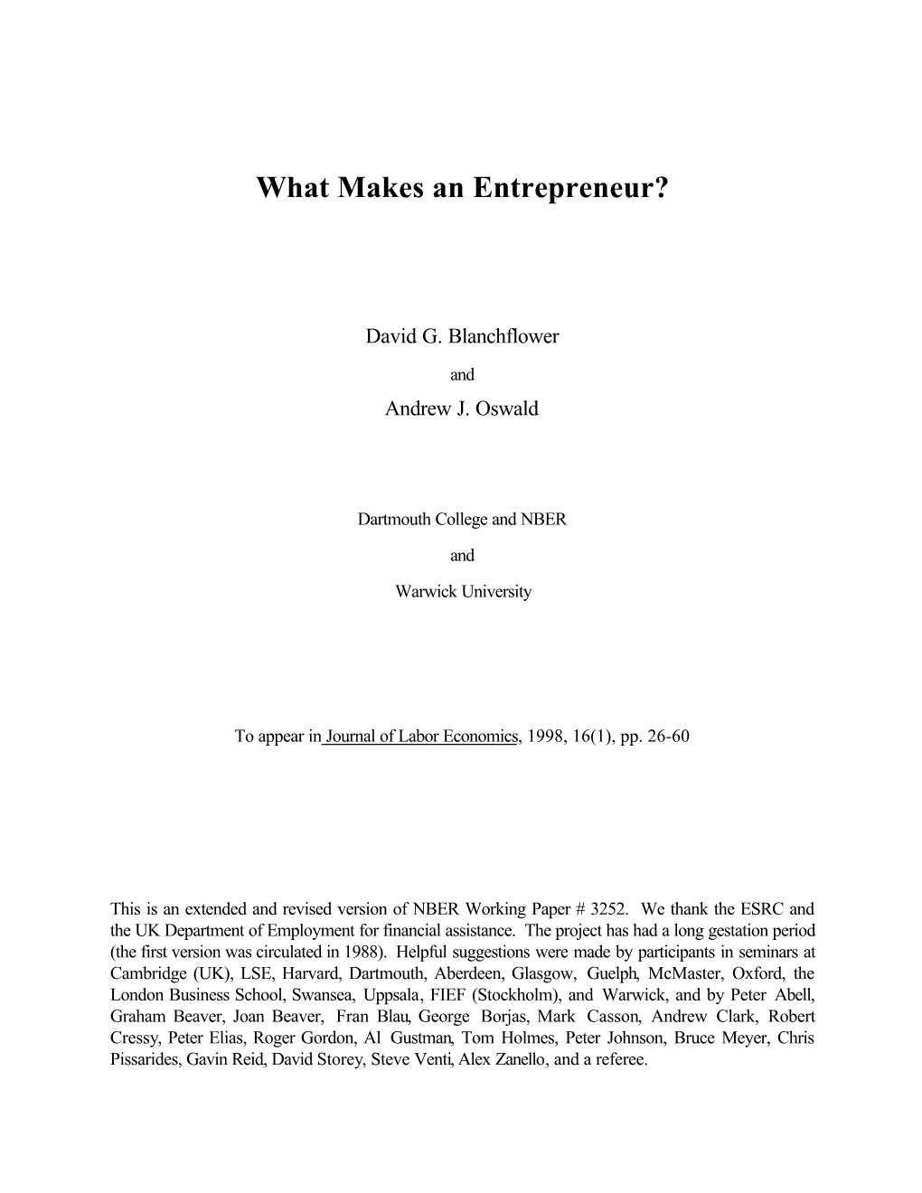 What Makes an Entrepreneur?