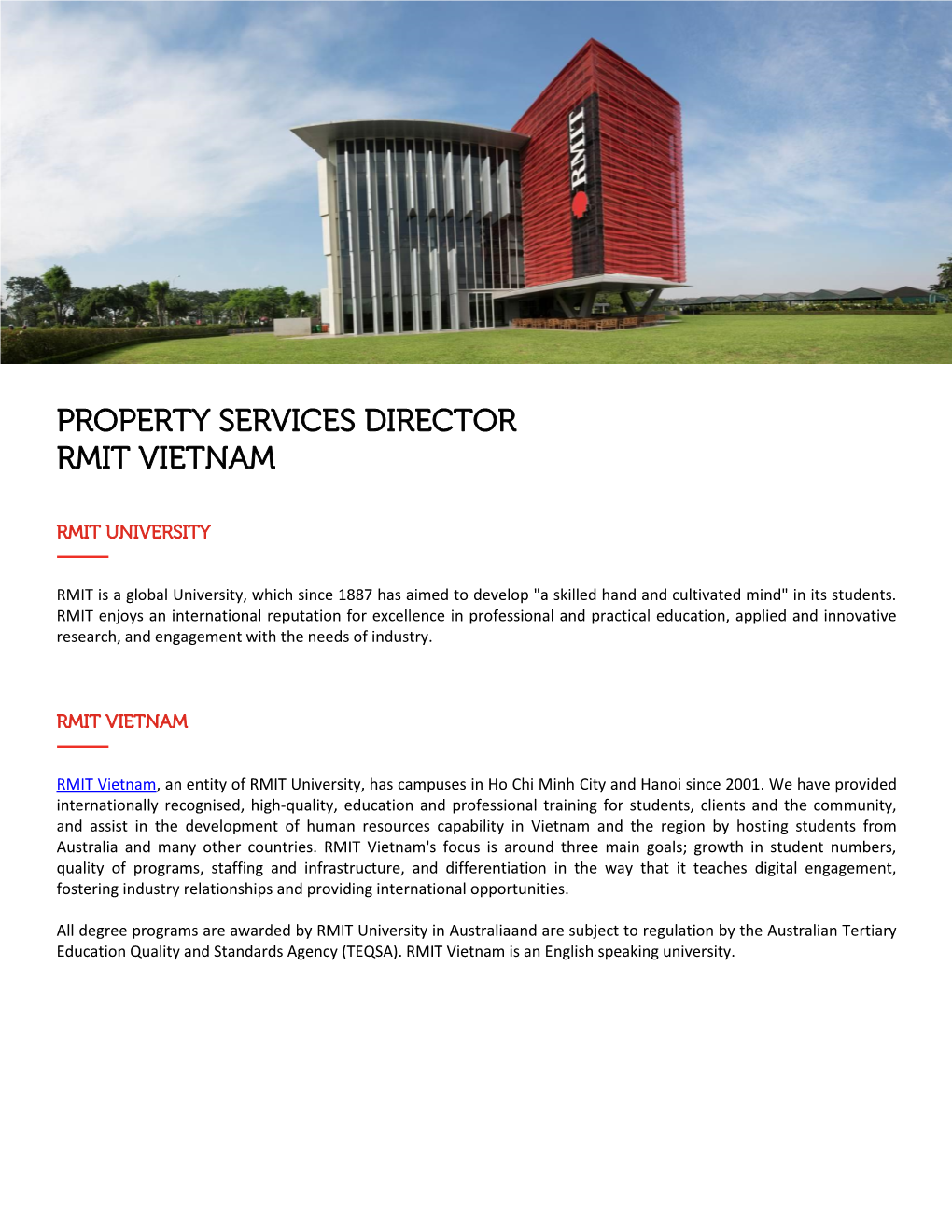 Property Services Director Rmit Vietnam