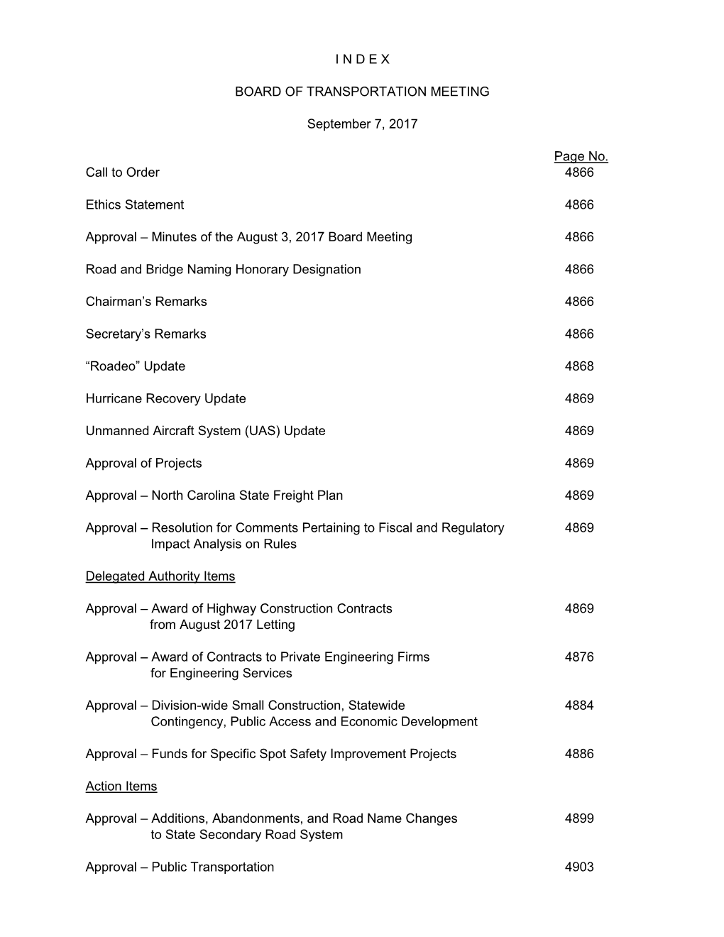 BOARD of TRANSPORTATION MEETING September 7