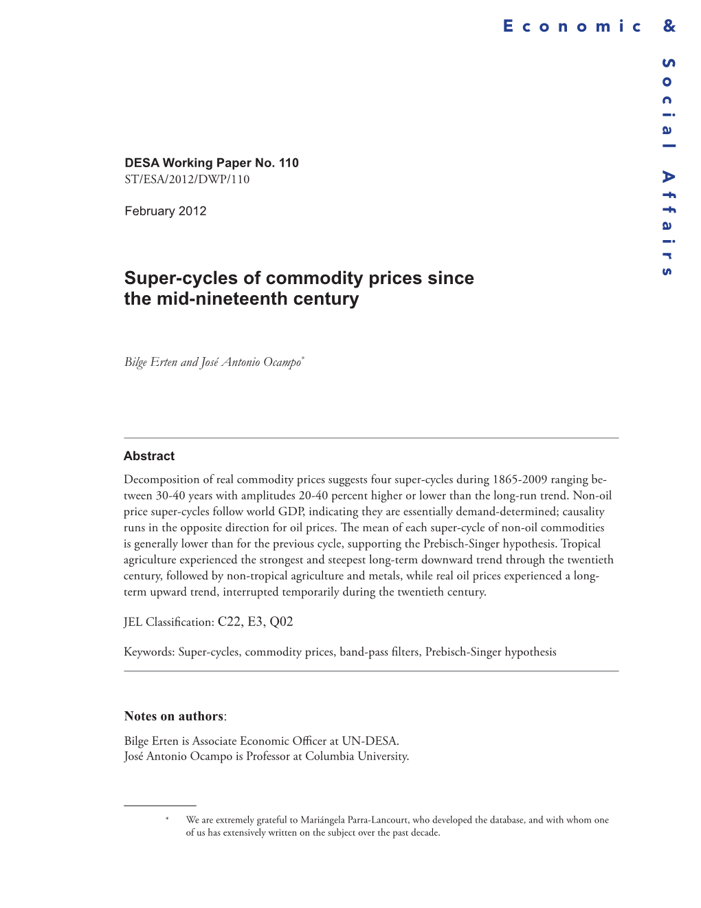 Super-Cycles of Commodity Prices Since the Mid-Nineteenth Century