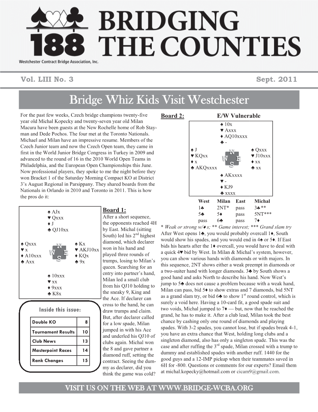 Bridge Whiz Kids Visit Westchester