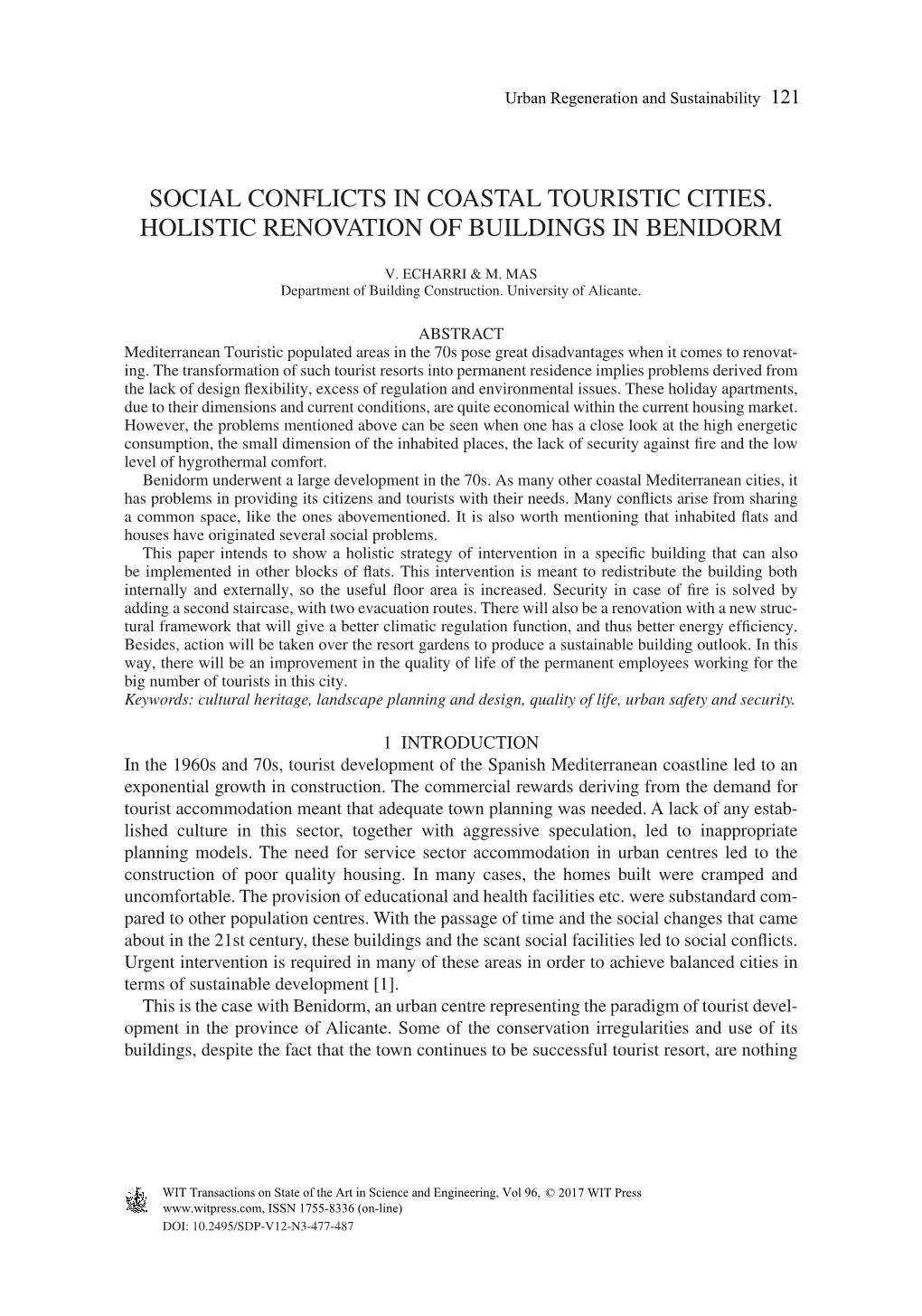 Social Conflicts in Coastal Touristic Cities. Holistic Renovation of Buildings in Benidorm