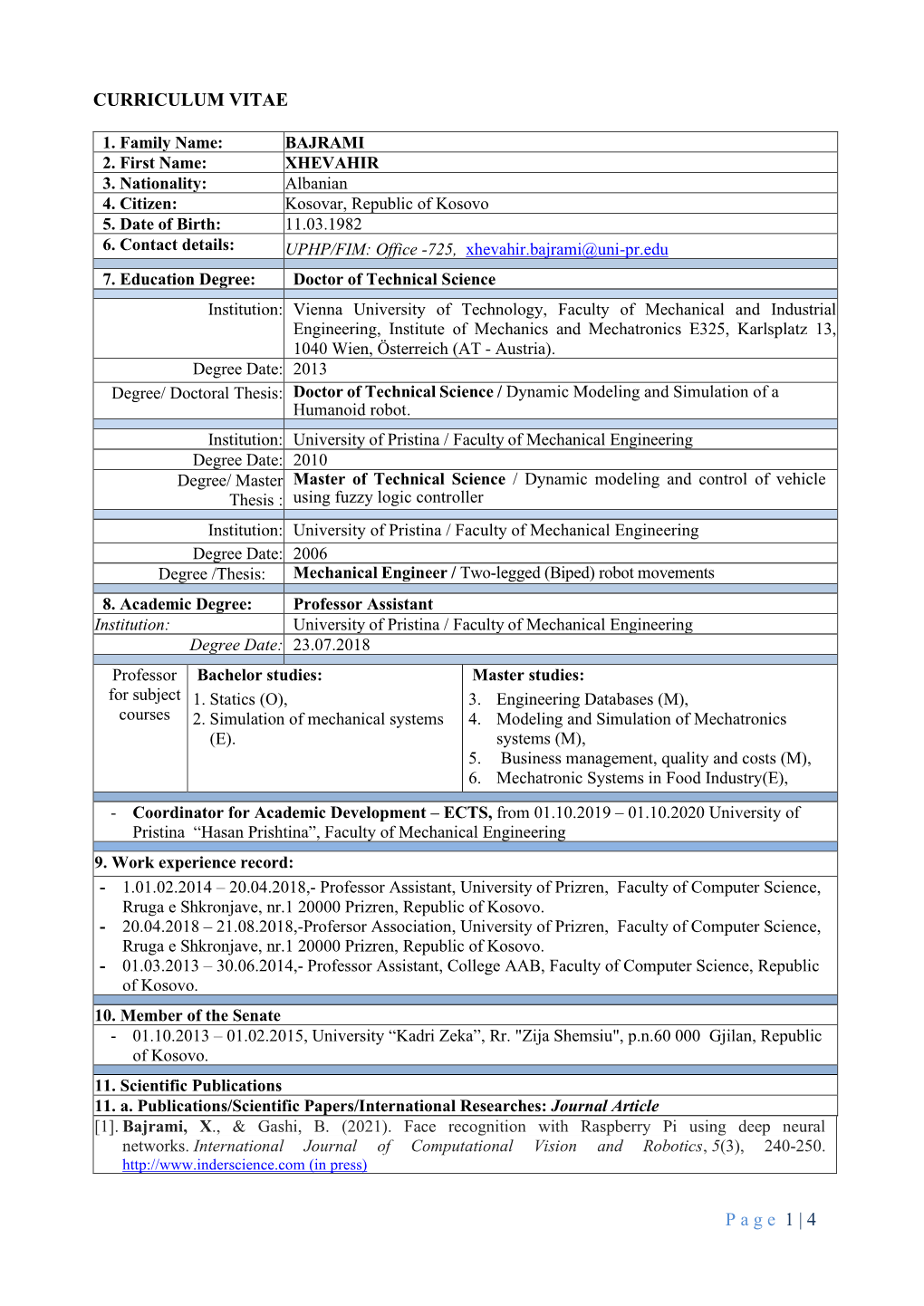 Phare Cv Format