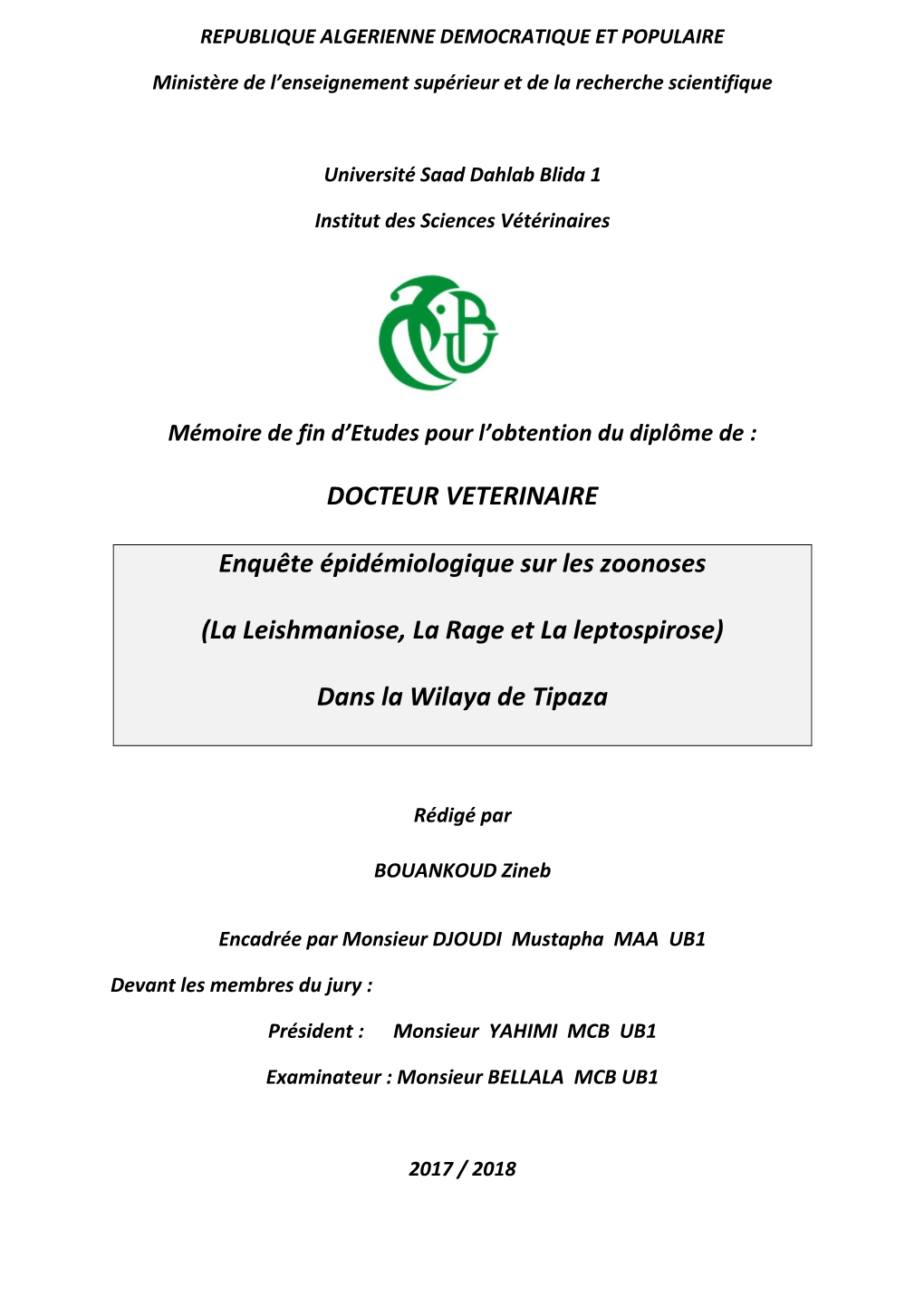 DOCTEUR VETERINAIRE Enquête