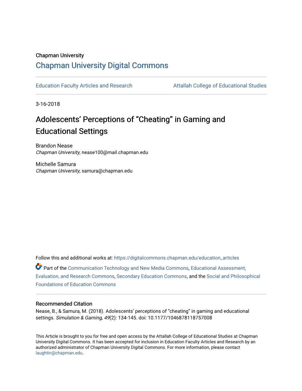 “Cheating” in Gaming and Educational Settings