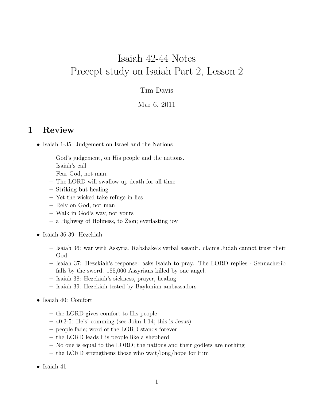 Isaiah 42-44 Notes Precept Study on Isaiah Part 2, Lesson 2