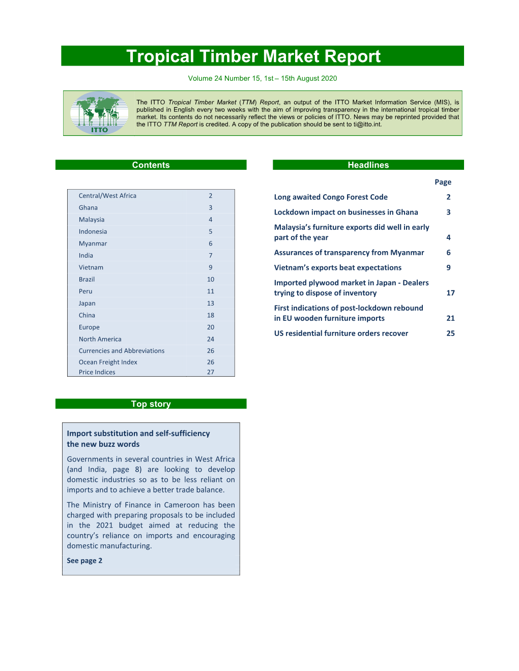 ITTO Tropical Timber Market Report