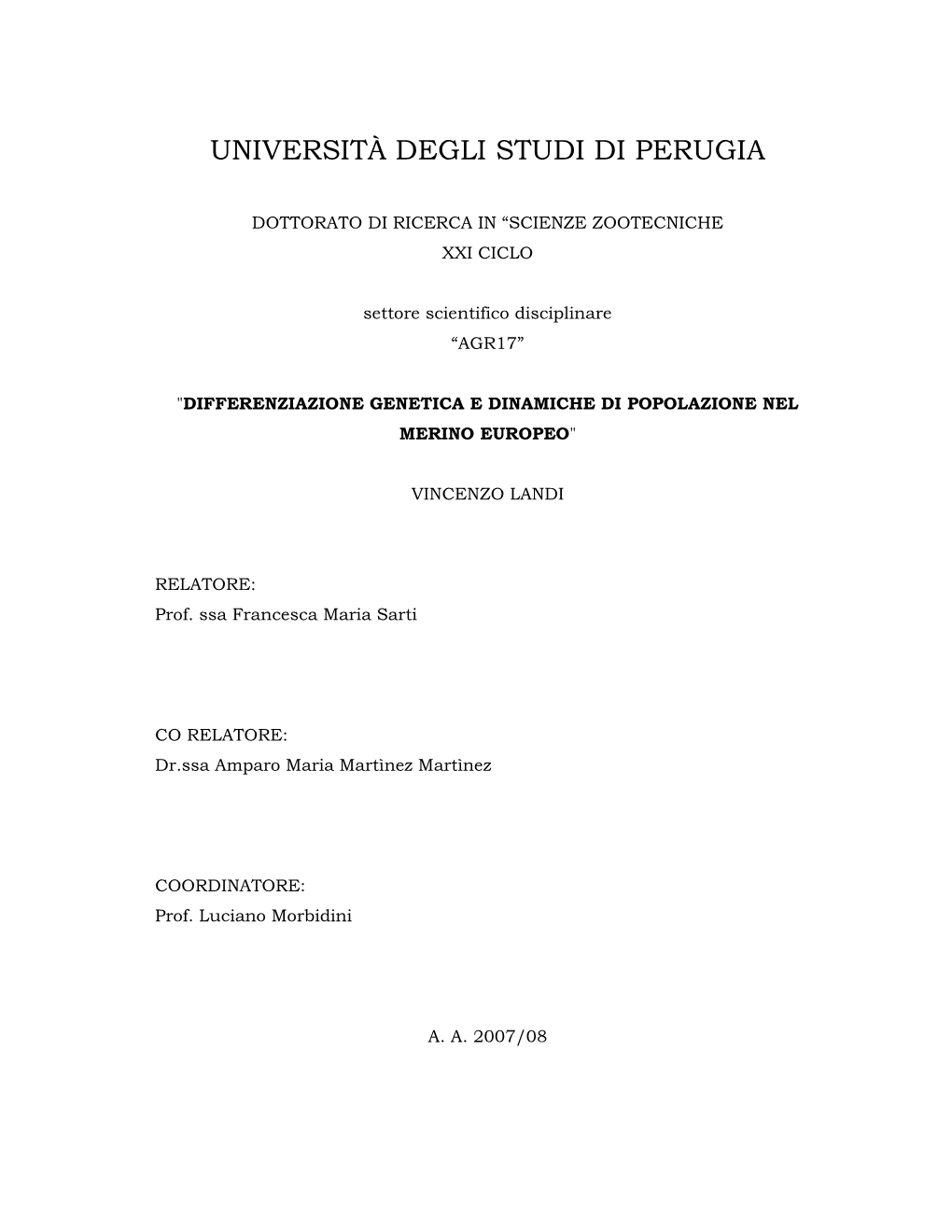 Università Degli Studi Di Perugia