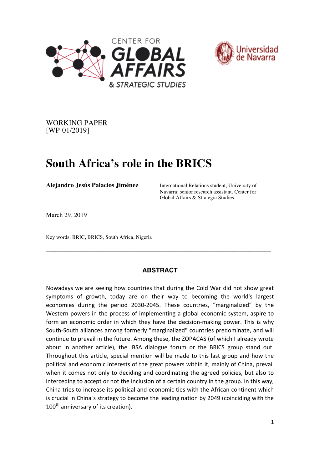 South Africa's Role in the BRICS