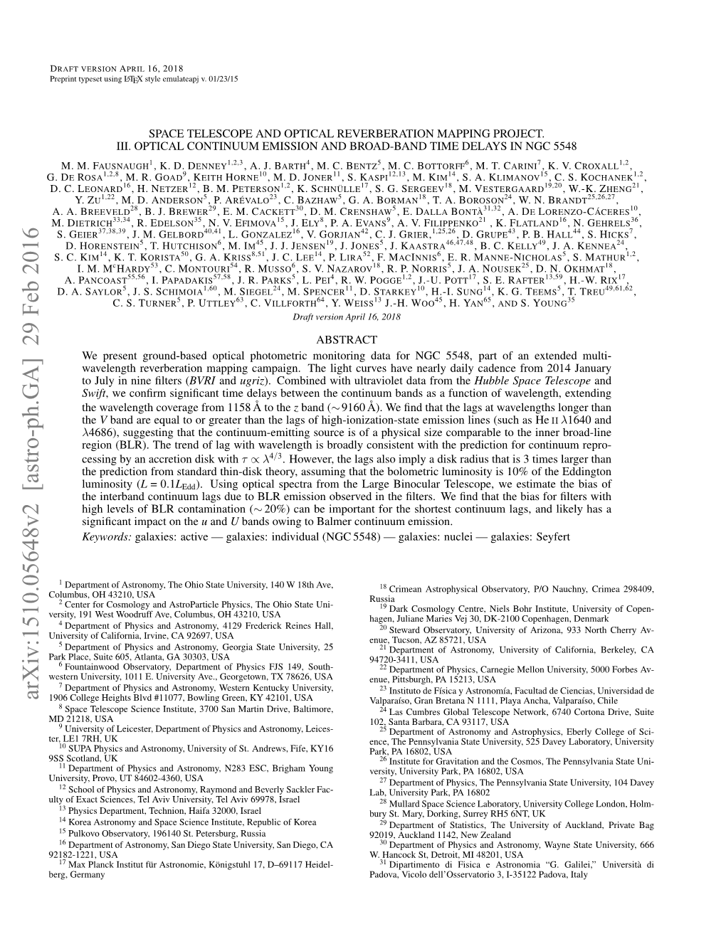 Arxiv:1510.05648V2 [Astro-Ph.GA] 29 Feb 2016