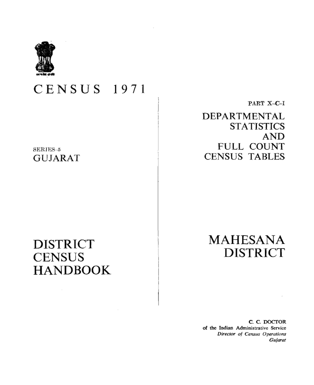 District Census Handbook, Mahesana, Part X-C-I, Series-5