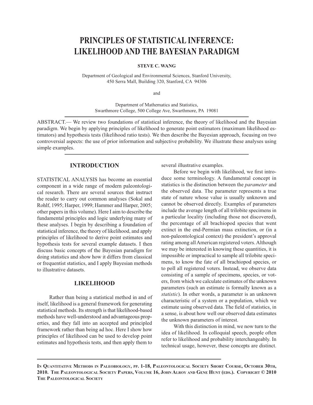 Principles of Statistical Inference: Likelihood and the Bayesian Paradigm