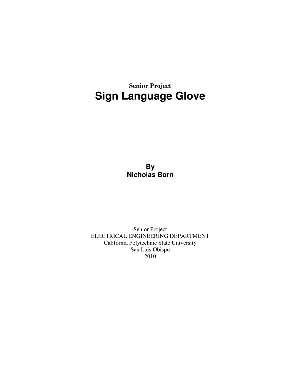 Sign Language Glove