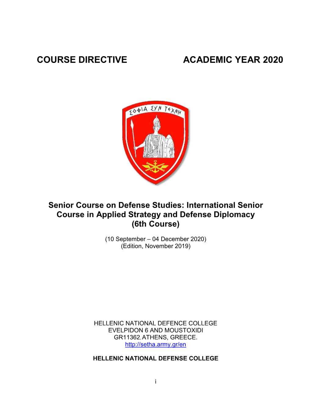 Course Directive Academic Year 2020