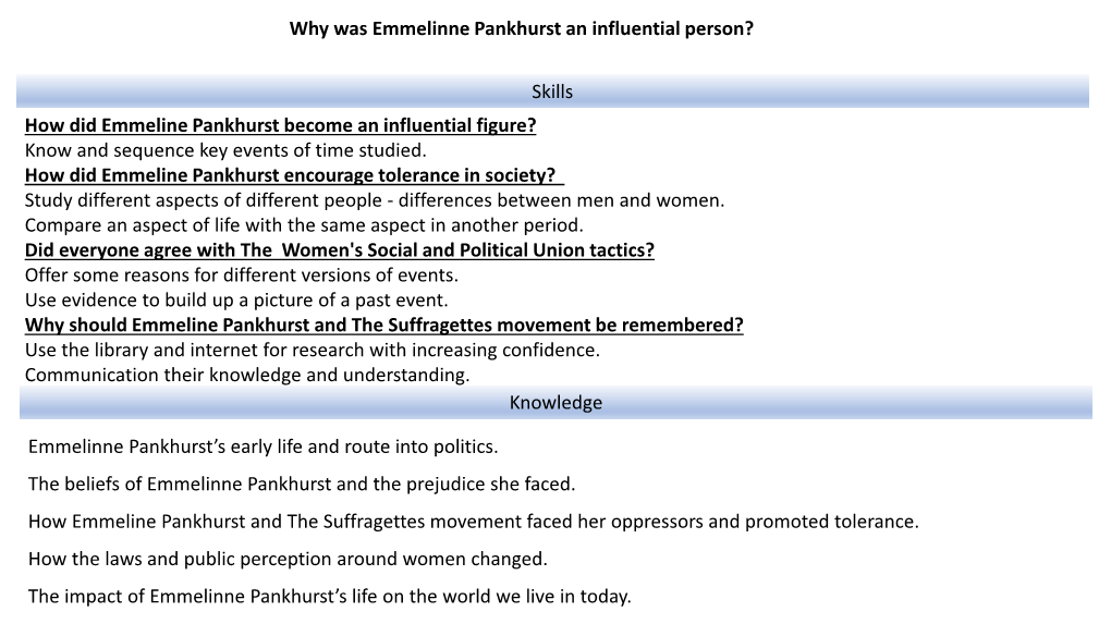 Skills Knowledge How Did Emmeline Pankhurst Become an Influential