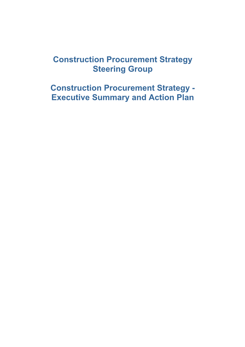 Construction Procurement Strategy Steering Group