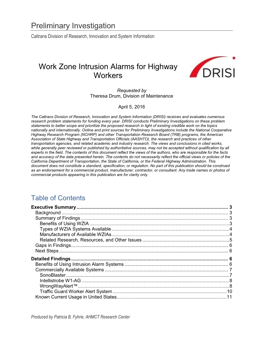 Work Zone Intrusion Alarms for Highway Workers