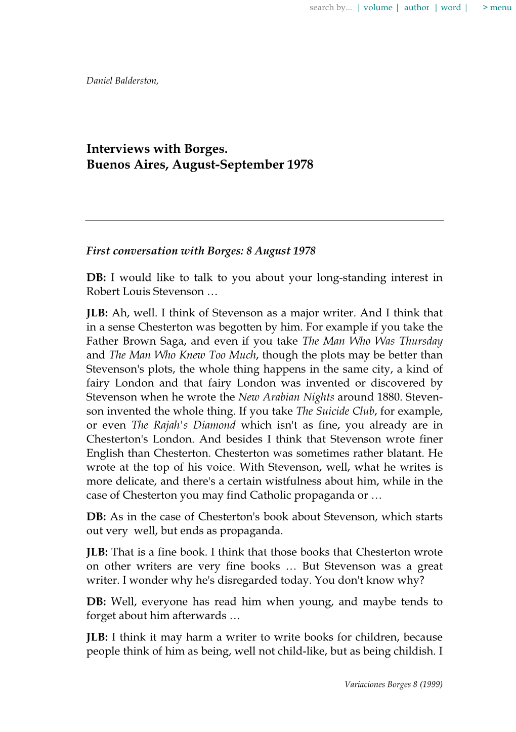 Interviews with Borges. Buenos Aires, August-September 1978