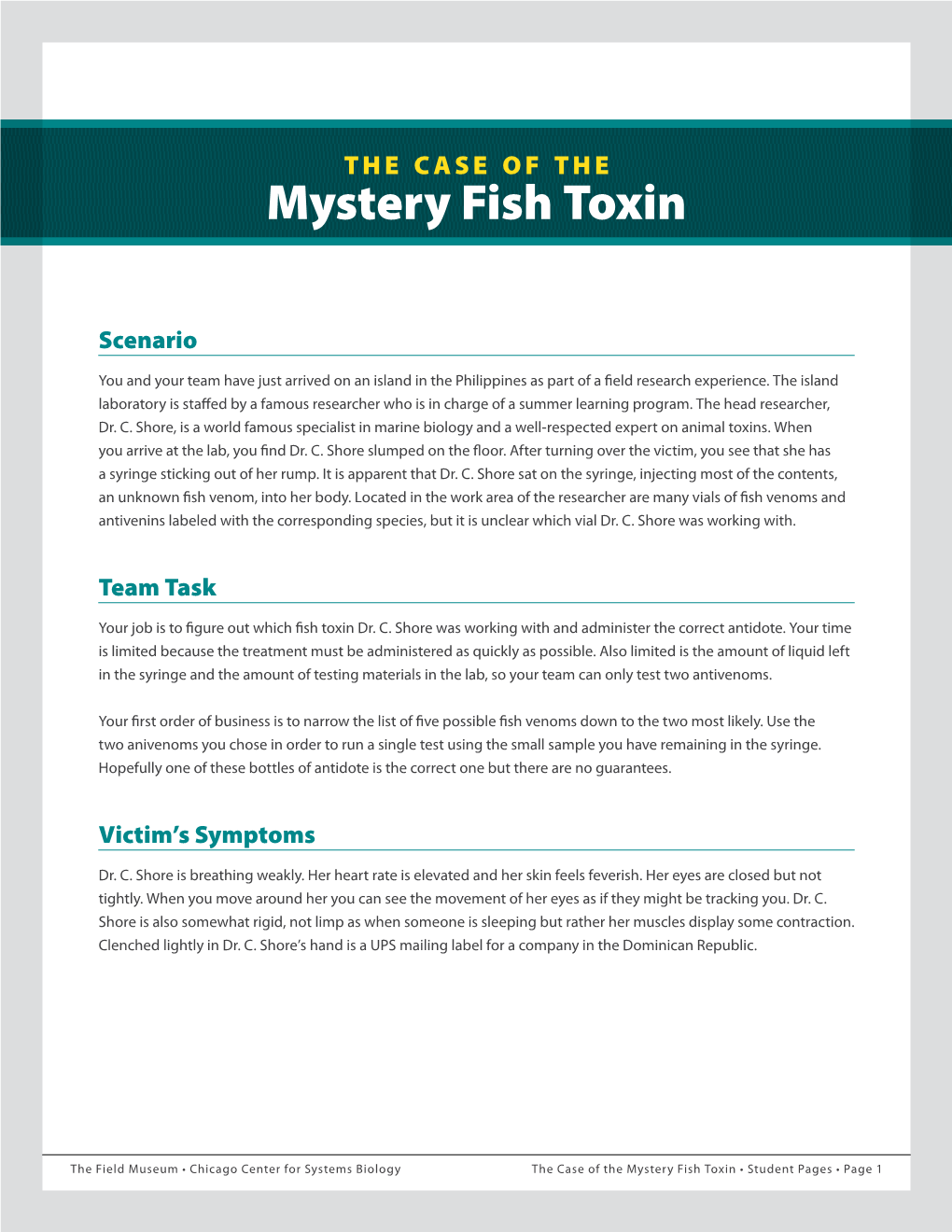 Mystery Fish Toxin