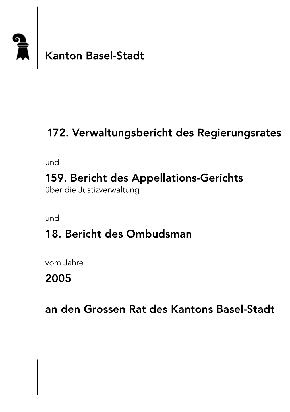 172. Verwaltungsbericht Des Regierungsrates