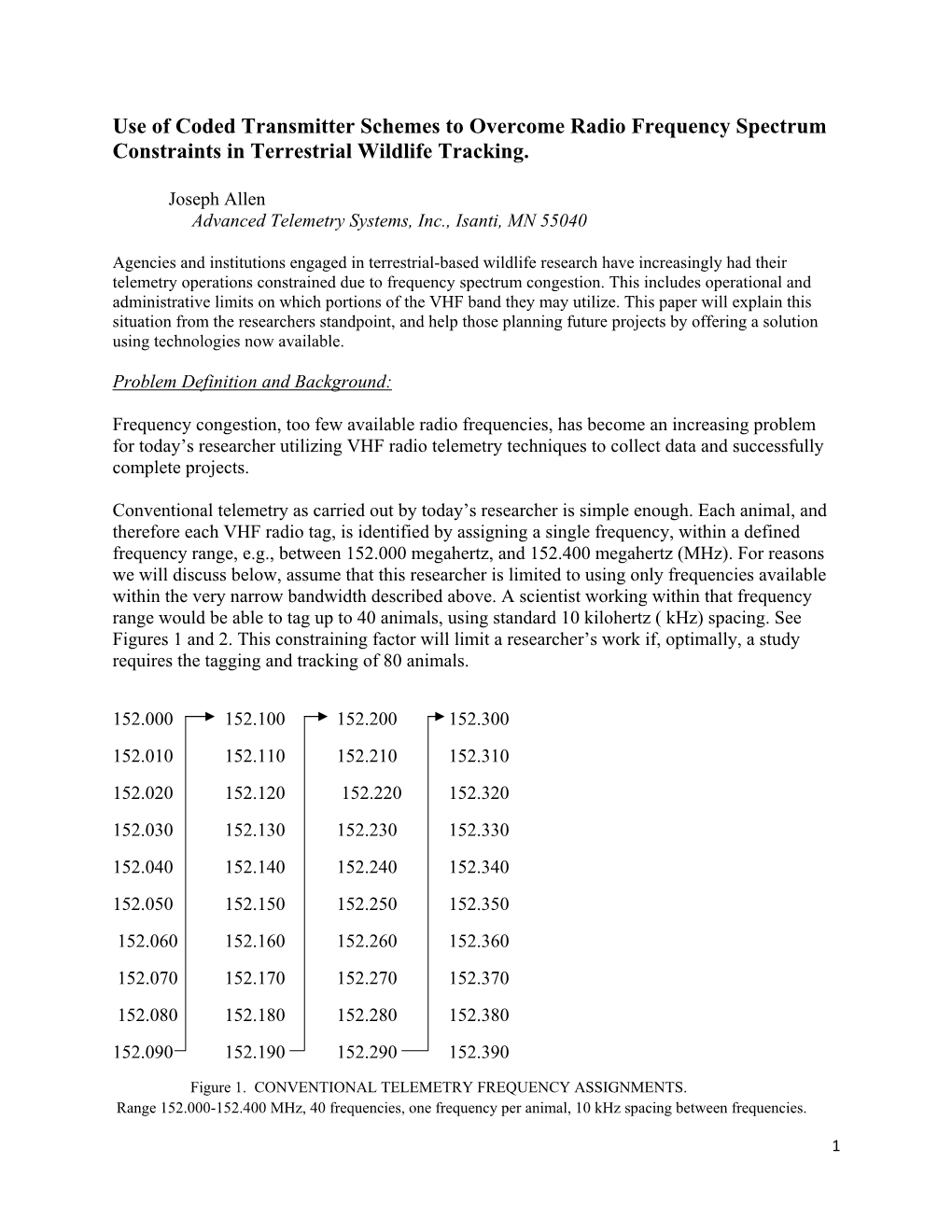 Use of Coded Transmitter Schemes to Overcome Radio Frequency Spectrum Constraints in Terrestrial Wildlife Tracking