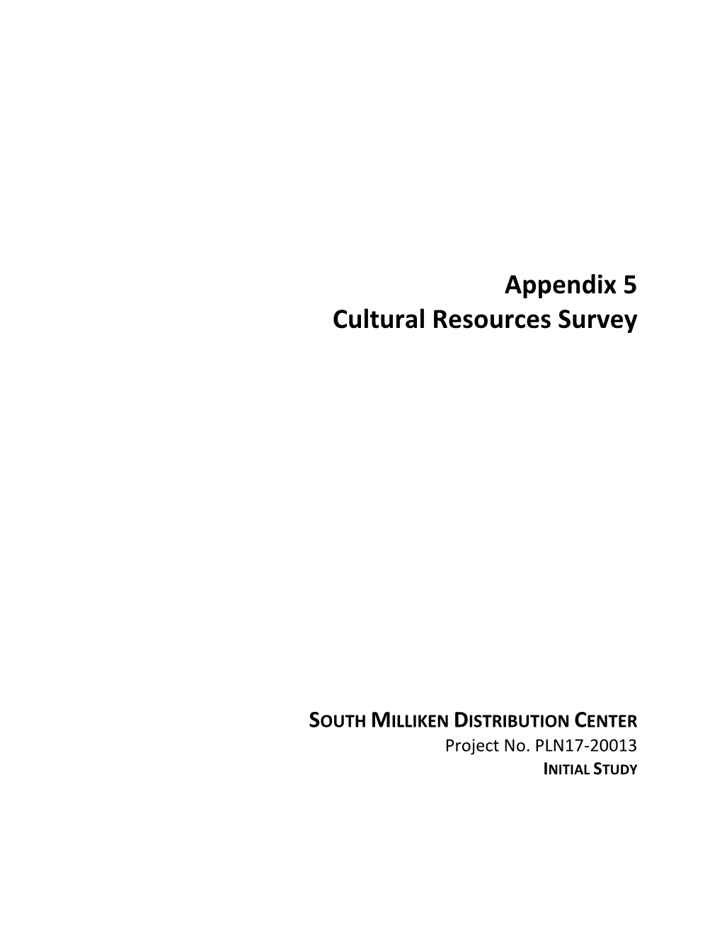 Appendix 5 Cultural Resources Survey