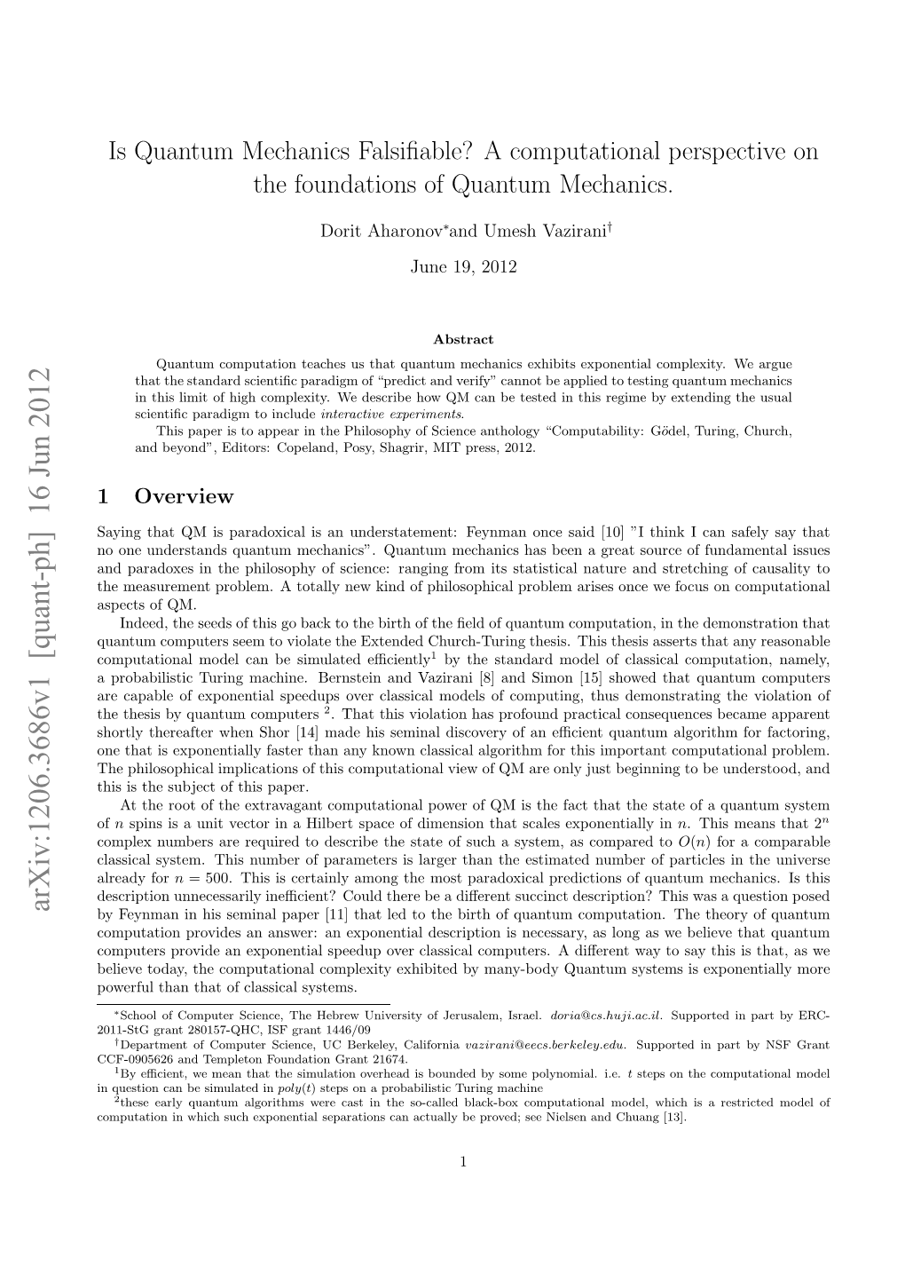 Is Quantum Mechanics Falsifiable? a Computational Perspective on The