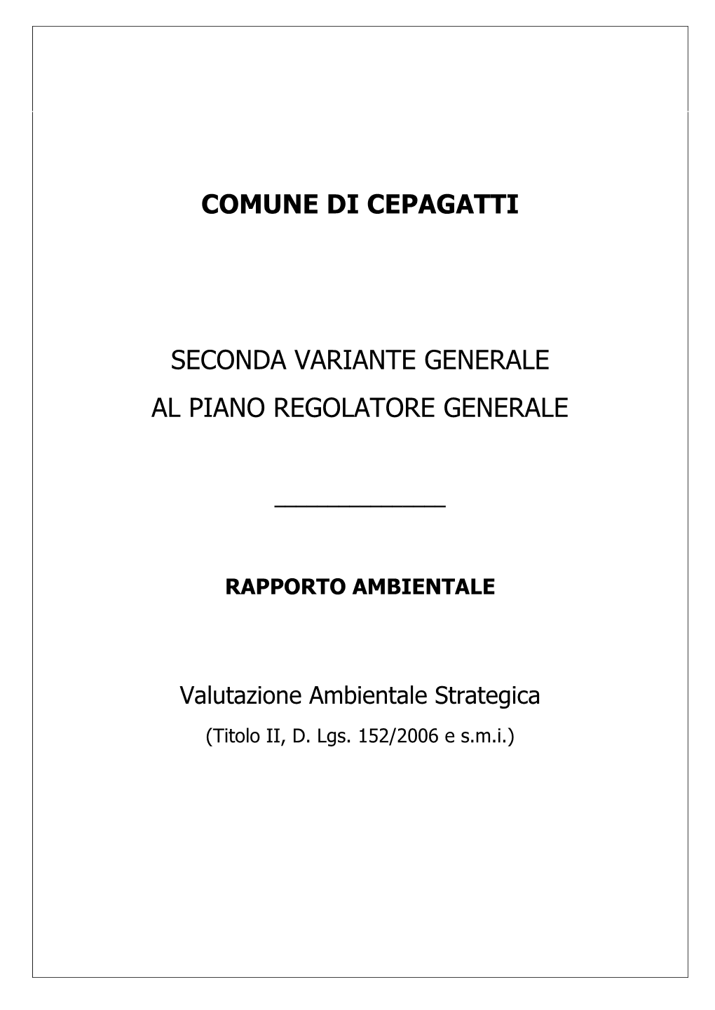 Comune Di Cepagatti Seconda Variante Generale Al Piano Regolatore Generale