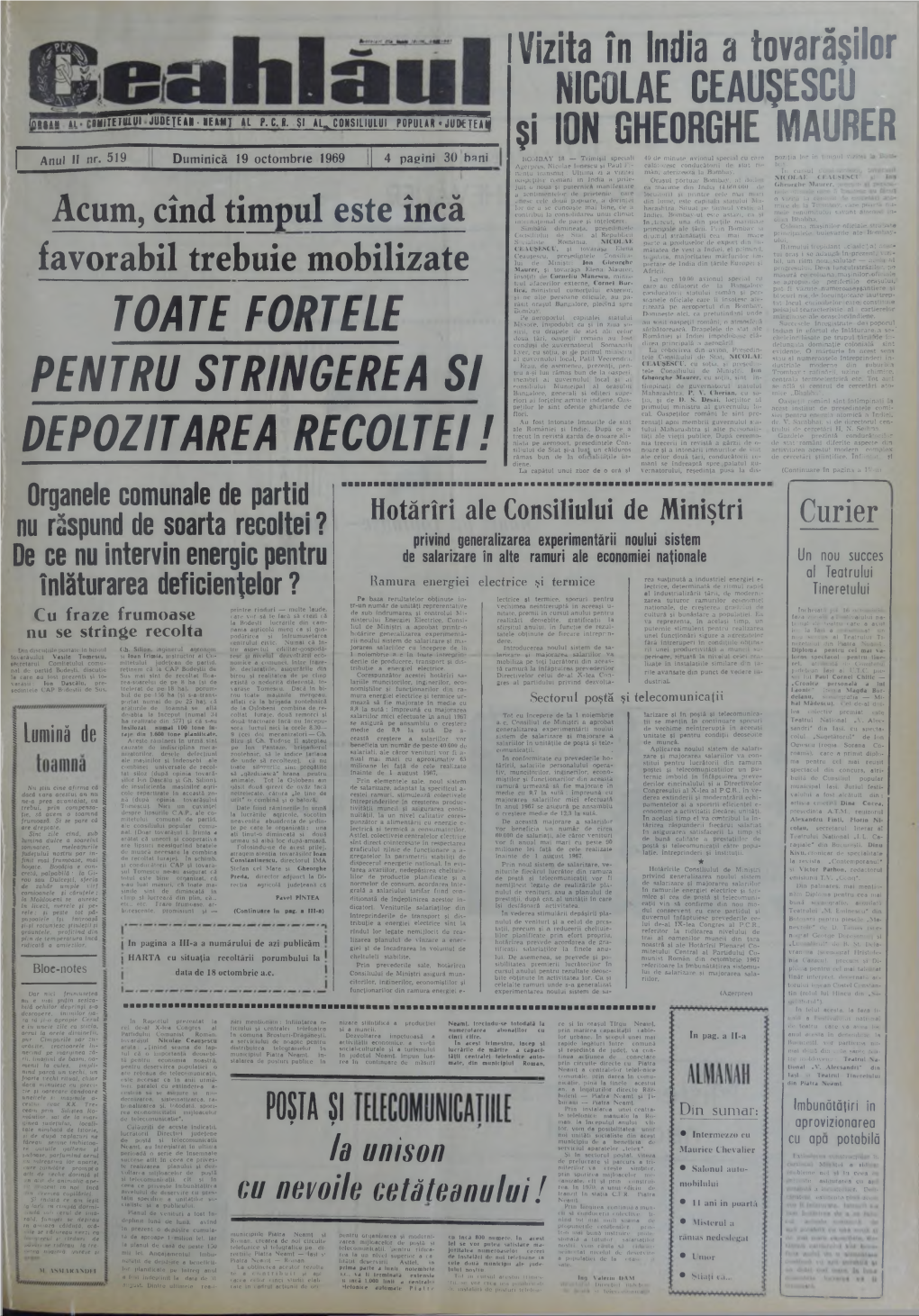 I Vizita În India a Tovarăşilor NICOLAE CEAUŞESCU Şi ION