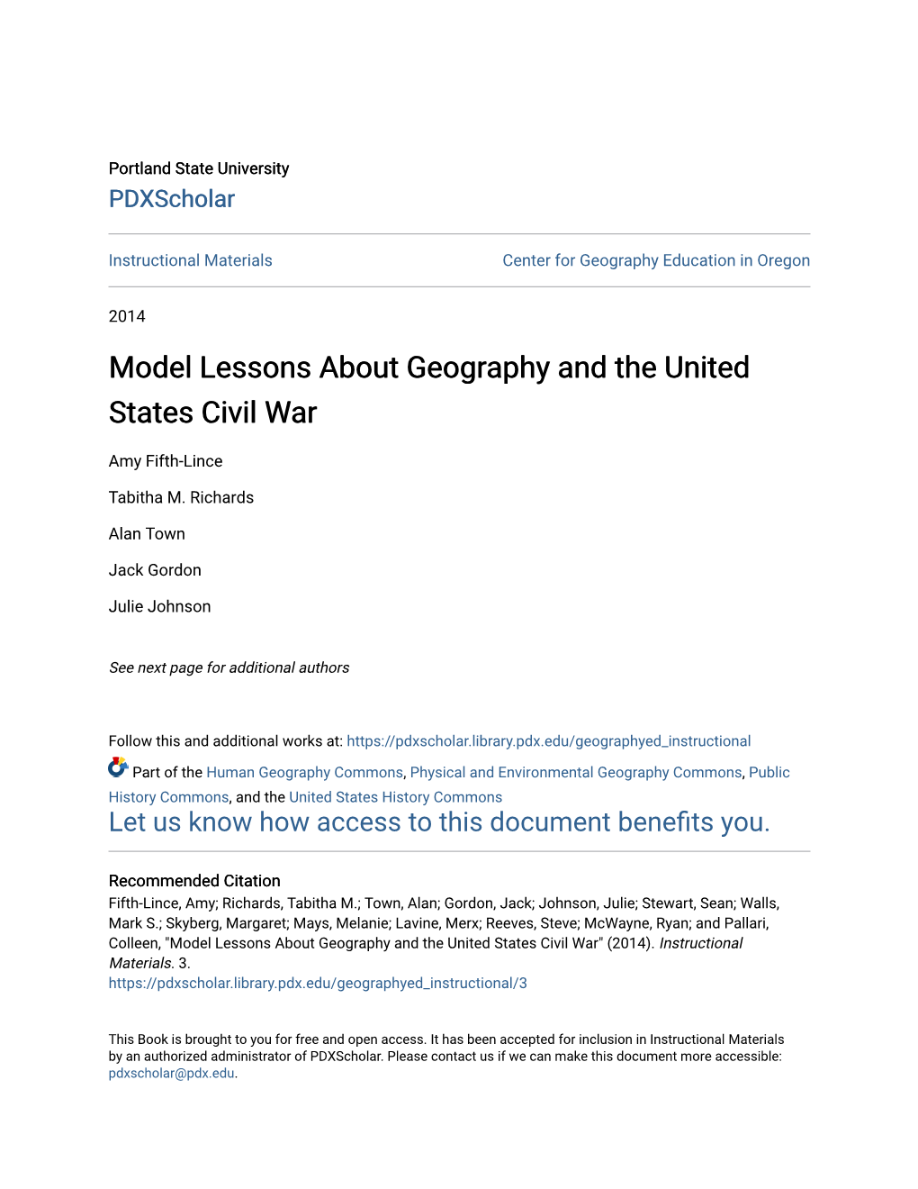 Model Lessons About Geography and the United States Civil War