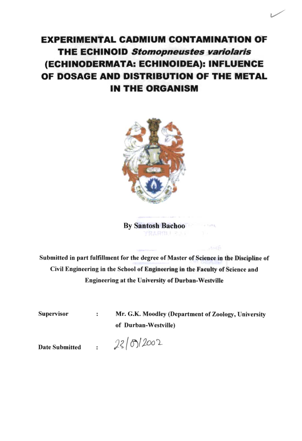 Echinodermata: Echinoidea): Influence of Dosage and Distribution of the Metal in the Organism