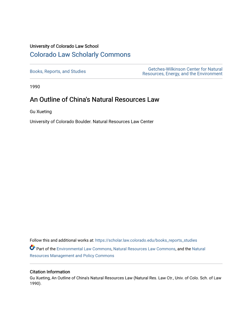 An Outline of China's Natural Resources Law