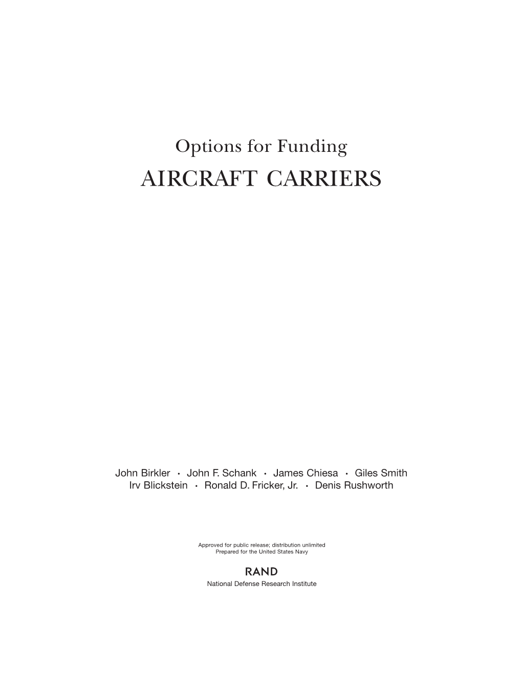 Options for Funding AIRCRAFT CARRIERS