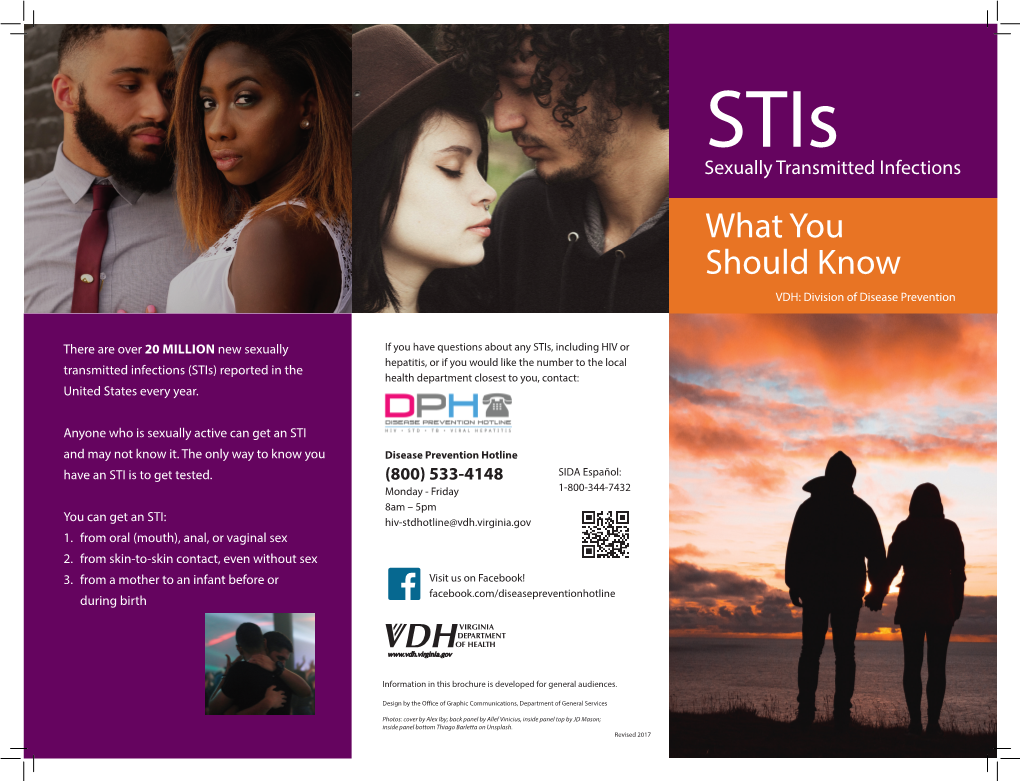 Sexually Transmitted Infections What You Should Know VDH: Division of Disease Prevention